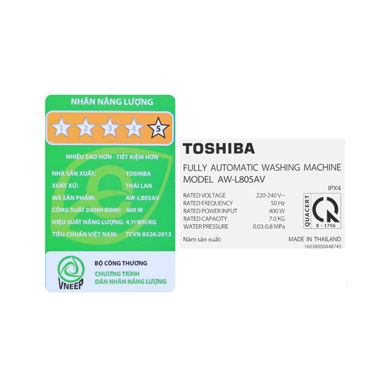 Máy giặt Toshiba 7 Kg AW-L805AV (SG) Máy giặt Toshiba 7 Kg AW-L805AV (SG)