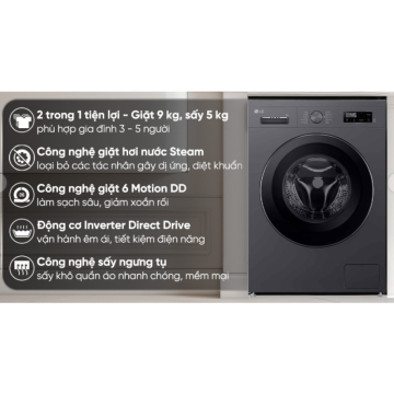 Máy giặt sấy LG Inverter giặt 9 kg - sấy 5 kg FB1209D5M
