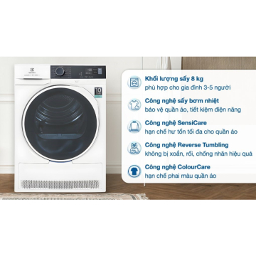 Máy sấy bơm nhiệt Electrolux UltimateCare 8 kg EDH804H5WB