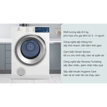 Máy sấy thông hơi Electrolux UltimateCare 8.5 kg EDS854J3WB Máy sấy thông hơi Electrolux UltimateCare 8.5 kg EDS854J3WB