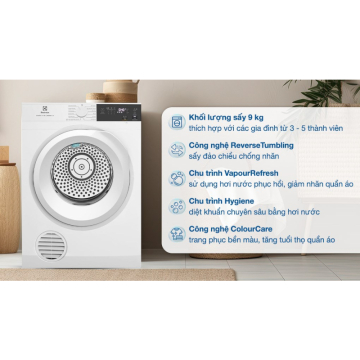 Máy sấy thông hơi Electrolux UltimateCare 9 kg EDS904H3WC
