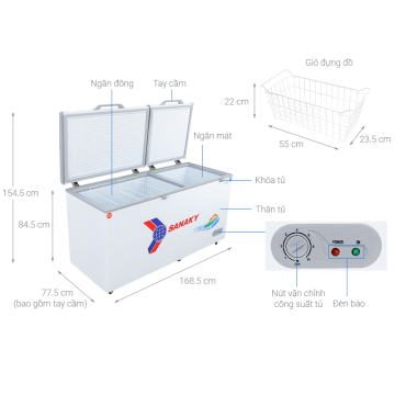 Tủ đông Sanaky 485 lít VH-6699W1